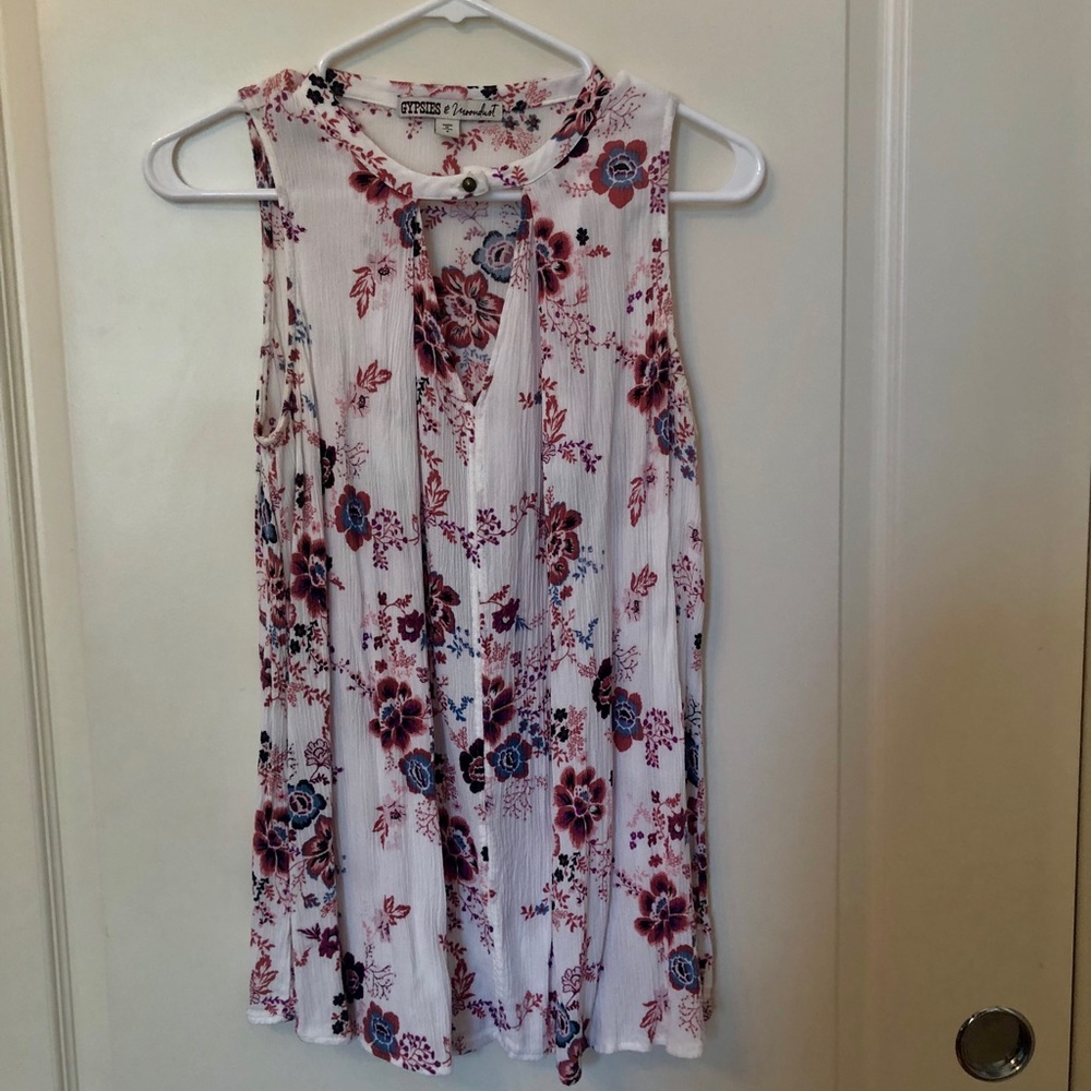 High neck patterned tank top